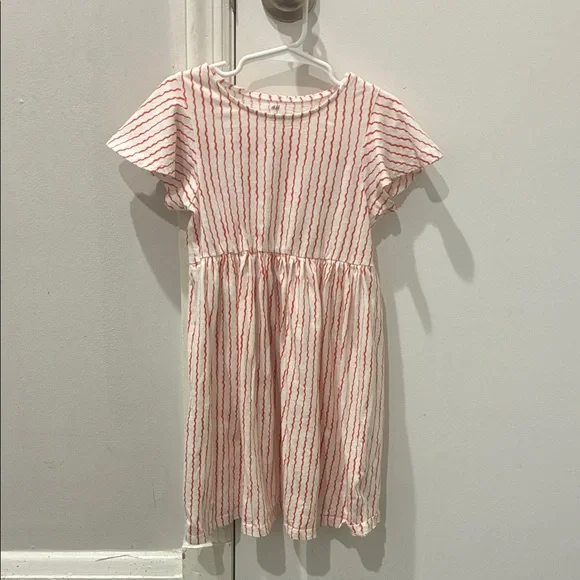 H&M Girls Red & White Striped Dress Size 5/6 - Picture 1 of 4